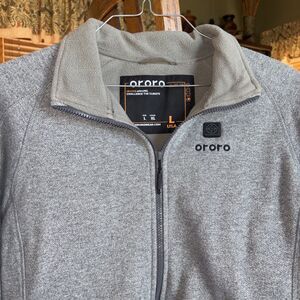 Ororo Mens LARGE Heated Zip Fleece Jacket Gray Battery NOT Included TESTED WORKS